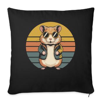 Hamster Dessin animé Personnage Animal de compagnie coloré - Housse de coussin décorative 45 x 45 cm - noir - Devant