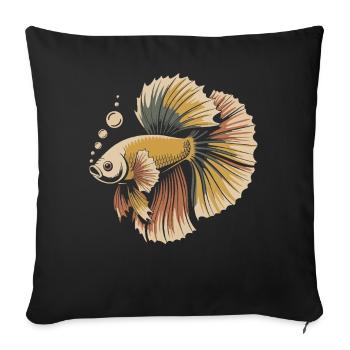 Betta Farbexplosion Fisch - Sofakissenbezug 45 x 45 cm - Schwarz - Vorne