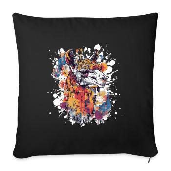 Illustration d’éclaboussures de lama coloré - Housse de coussin décorative 45 x 45 cm - noir - Devant
