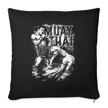 Muay Thai Flying Knee – Attaque explosive au genou - Housse de coussin décorative 45 x 45 cm - noir - Devant