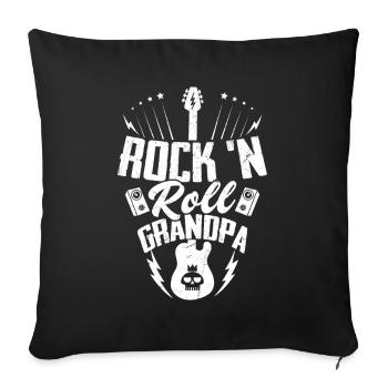 Rock 'n Roll Grand-père Musique Guitare Groupe de rock - Housse de coussin décorative 45 x 45 cm - noir - Devant