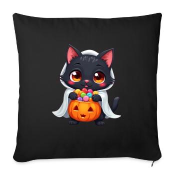 Halloween Cat with Halloween Pumpkin - Sofa pillowcase 17,3'' x 17,3'' (45 x 45 cm) - black - Front
