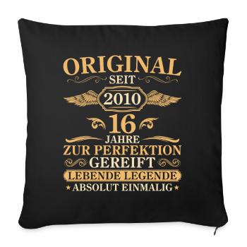 Cadeau original pour le 16e anniversaire, millésime 2010 - Housse de coussin décorative 45 x 45 cm - noir - Devant