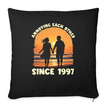 Anniversary of mutual harassment since 1997 - Sofa pillowcase 17,3'' x 17,3'' (45 x 45 cm) - black - Front