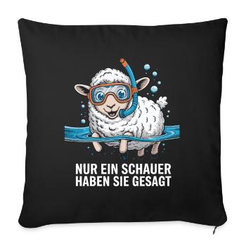 Juste une douche – Motif de mouton amusant - Housse de coussin décorative 45 x 45 cm - noir - Devant
