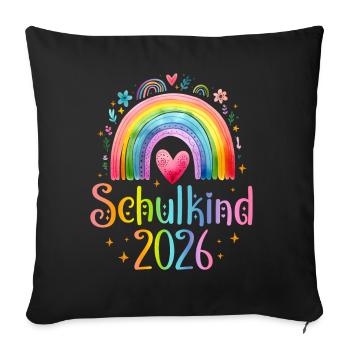 Écolier 2026 Cœur arc-en-ciel - Housse de coussin décorative 45 x 45 cm - noir - Devant