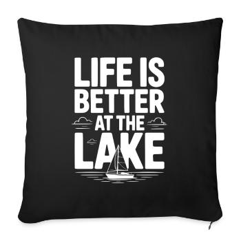 La vie est meilleure au lac - Housse de coussin décorative 45 x 45 cm - noir - Devant