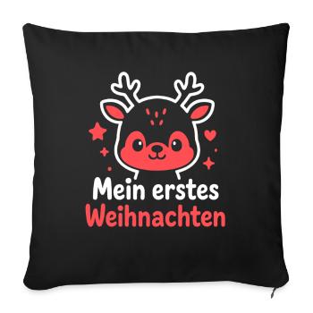 Mon premier Noël - Parents de bébé rennes - Housse de coussin décorative 45 x 45 cm - noir - Devant