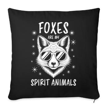 Fox Saying Funny Fox Gift - Sofa pillowcase 17,3'' x 17,3'' (45 x 45 cm) - black - Front
