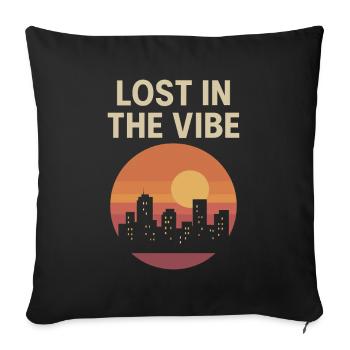Lost in the Vibe – Sunset City Design - Sofa pillowcase 17,3'' x 17,3'' (45 x 45 cm) - black - Front