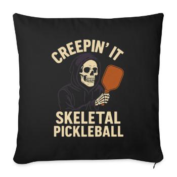 Motif Pickleball Squelette Creepin It pour Halloween - Housse de coussin décorative 45 x 45 cm - noir - Devant