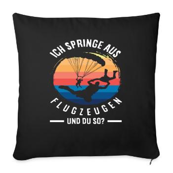 Parachutiste sautant en avion - Housse de coussin décorative 45 x 45 cm - noir - Devant