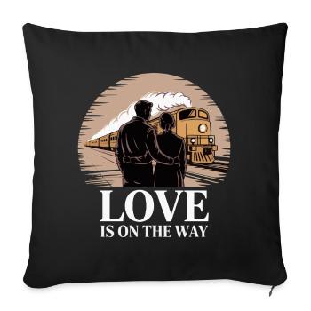 Love On The Way Train Romance - Sofa pillowcase 17,3'' x 17,3'' (45 x 45 cm) - black - Front