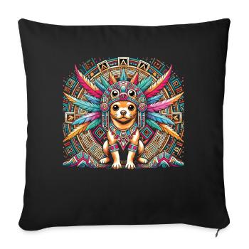 Aztec dog with feathers - Sofa pillowcase 17,3'' x 17,3'' (45 x 45 cm) - black - Front
