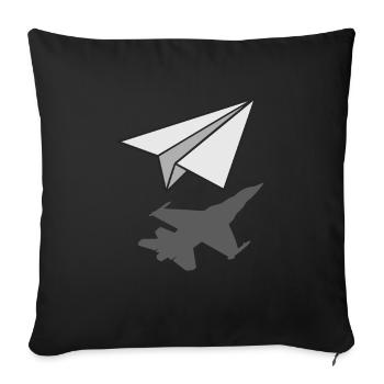 Paper Plane Aeronautical Engineer Aviation Gift - Sofa pillowcase 17,3'' x 17,3'' (45 x 45 cm) - black - Front