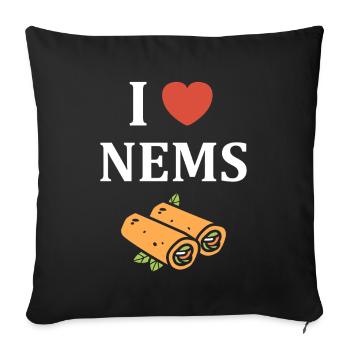 J aime NEMS illustration colorée - Housse de coussin décorative 45 x 45 cm - noir - Devant