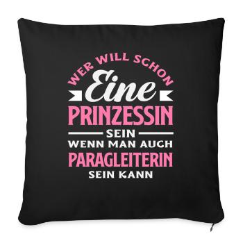 Princess Paragliding Adventure Parapente - Housse de coussin décorative 45 x 45 cm - noir - Devant