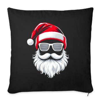 Père Noël avec des lunettes de soleil Père Noël Hipster - Housse de coussin décorative 45 x 45 cm - noir - Devant
