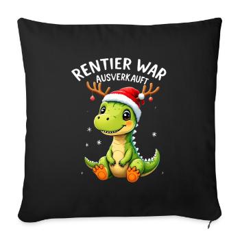 Le renne était épuisé Dino Noël T Rex - Housse de coussin décorative 45 x 45 cm - noir - Devant