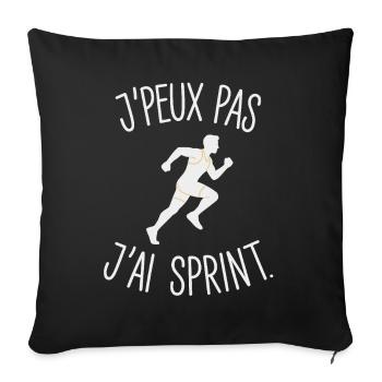 J’peux pas j’ai sprint humour athlétisme - Housse de coussin décorative 45 x 45 cm - noir - Devant