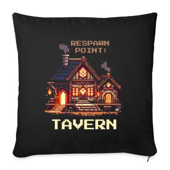 Taverne du Point de Réapparition | RPG Humour et bière - Housse de coussin décorative 45 x 45 cm - noir - Devant