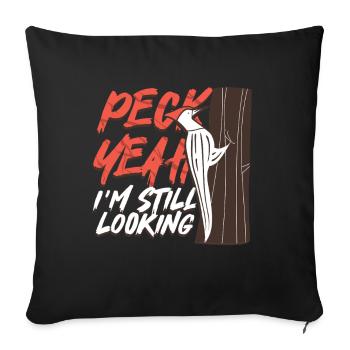 Elfenbein Specht Vogelbeobachter Peck Yeah - Housse de coussin décorative 45 x 45 cm - noir - Devant