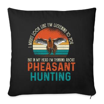 Pheasant Hunting Retro Sunset - Sofa pillowcase 17,3'' x 17,3'' (45 x 45 cm) - black - Front