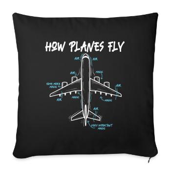 Comment les avions volent Citation amusante d’un ingénieur aéronautique - Housse de coussin décorative 45 x 45 cm - noir - Devant