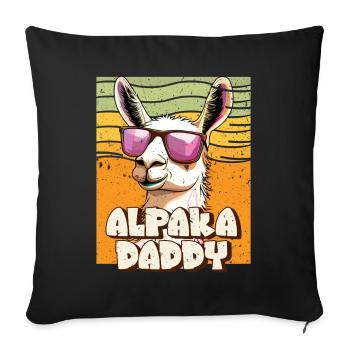 Alpaga Fan Rétro Lama Drôle - Housse de coussin décorative 45 x 45 cm - noir - Devant