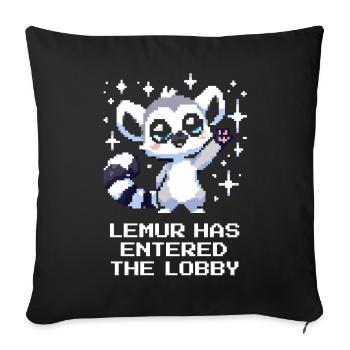 Lemur est entré dans le hall | Jeu - Housse de coussin décorative 45 x 45 cm - noir - Devant