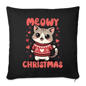 Meowy Christmas - Sofa pillowcase 17,3'' x 17,3'' (45 x 45 cm) - black - Front
