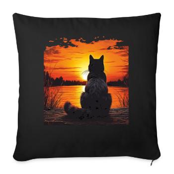 COUCHER DE SOLEIL CHAT - Housse de coussin décorative 45 x 45 cm - noir - Devant