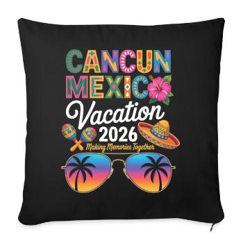 Vacances Cancun Mexique 2026 - Housse de coussin décorative 45 x 45 cm - noir - Devant