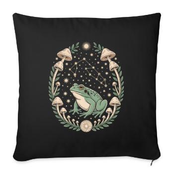 Frog Astrology and Mushroom Pattern Magic - Sofa pillowcase 17,3'' x 17,3'' (45 x 45 cm) - black - Front