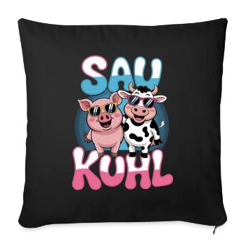 Semer Cool Cochon Et Vache Avec Lunettes De Soleil - Housse de coussin décorative 45 x 45 cm - noir - Devant
