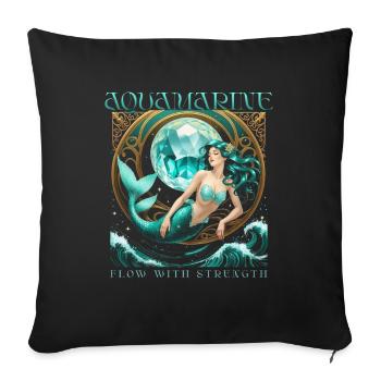 Birthstone March Aquamarine - Sofa pillowcase 17,3'' x 17,3'' (45 x 45 cm) - black - Front