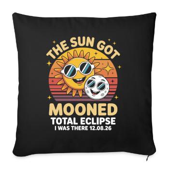 Sonne Mond Eclipse mit Brille - Sofakissenbezug 45 x 45 cm - Schwarz - Vorne