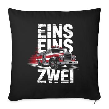 Dicton des pompiers – Le héros de l’appel d’urgence 112 en action - Housse de coussin décorative 45 x 45 cm - noir - Devant