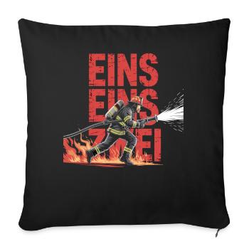 Fire Brigade Saying – 112 Emergency Call Hero in Action - Sofa pillowcase 17,3'' x 17,3'' (45 x 45 cm) - black - Front