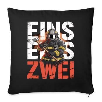 Dicton des pompiers – Le héros de l’appel d’urgence 112 en action - Housse de coussin décorative 45 x 45 cm - noir - Devant