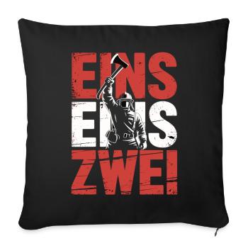 Fire Brigade Saying – 112 Emergency Call Hero in Action - Sofa pillowcase 17,3'' x 17,3'' (45 x 45 cm) - black - Front