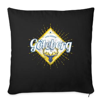 Göteborg avec cerf Suède Vintage Souvenir - Housse de coussin décorative 45 x 45 cm - noir - Devant