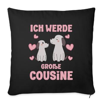 Un grand cousin annonce un chiot de chien - Housse de coussin décorative 45 x 45 cm - noir - Devant