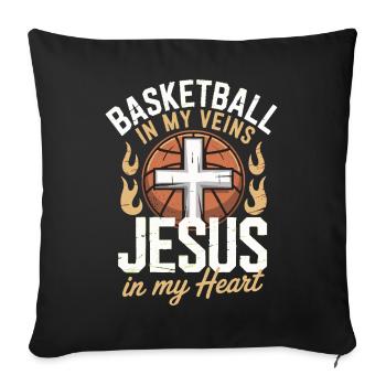 Basketball & Jesus – Kreuz auf Ball Design - Sofakissenbezug 45 x 45 cm - Schwarz - Vorne