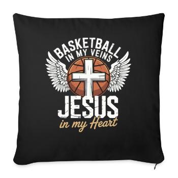 Basketball & Jesus – Kreuz auf Ball Design - Sofakissenbezug 45 x 45 cm - Schwarz - Vorne
