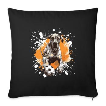 Great Dane Dog Football Sports - Sofa pillowcase 17,3'' x 17,3'' (45 x 45 cm) - black - Front