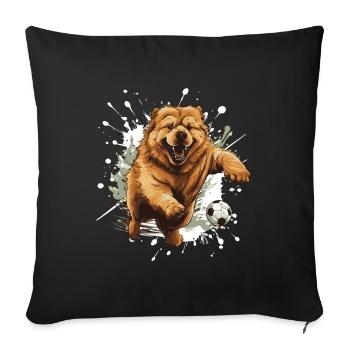 Chow Chow Dog Football Sports - Sofa pillowcase 17,3'' x 17,3'' (45 x 45 cm) - black - Front