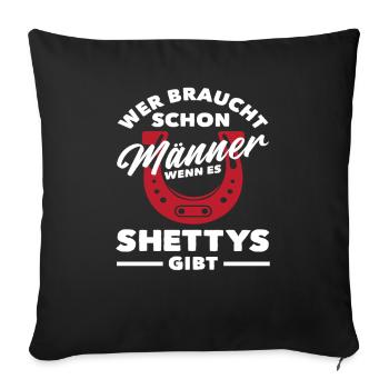 Cheval Fille Équitation Poney Fans Cavalier Shetty - Housse de coussin décorative 45 x 45 cm - noir - Devant