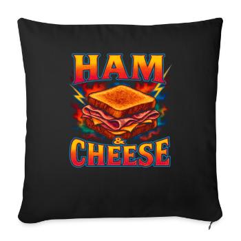 Sandwich au jambon et au fromage Nourriture préférée Bizarre des années 90 - Housse de coussin décorative 45 x 45 cm - noir - Devant