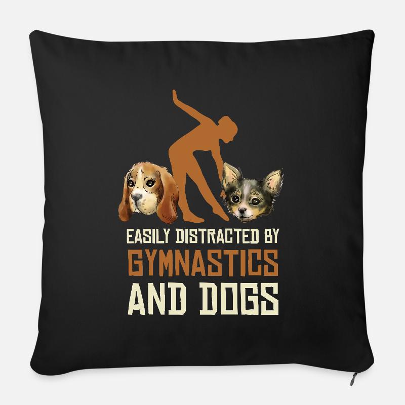 Ablenkung durch Gymnastik und Hunde - Sofakissenbezug 45 x 45 cm - Schwarz